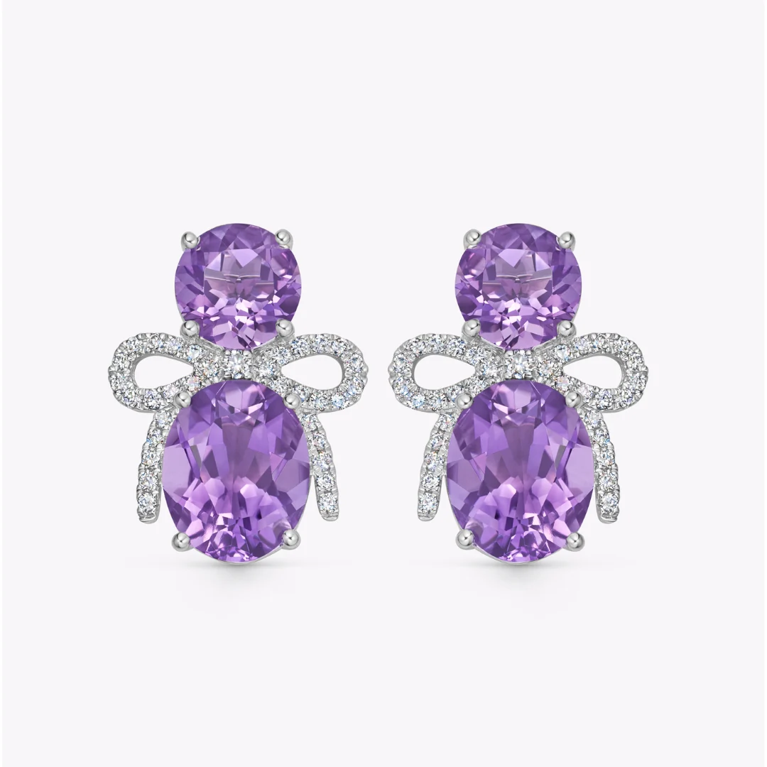 Signatures Amethyst and Diamond Bow Earrings