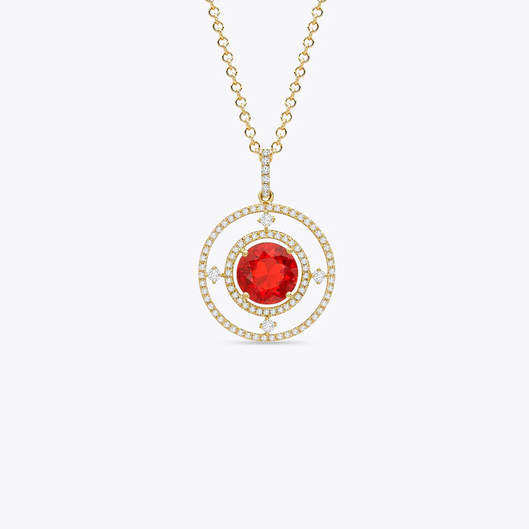 Apollo Medium Fire Opal and Diamond Pendant