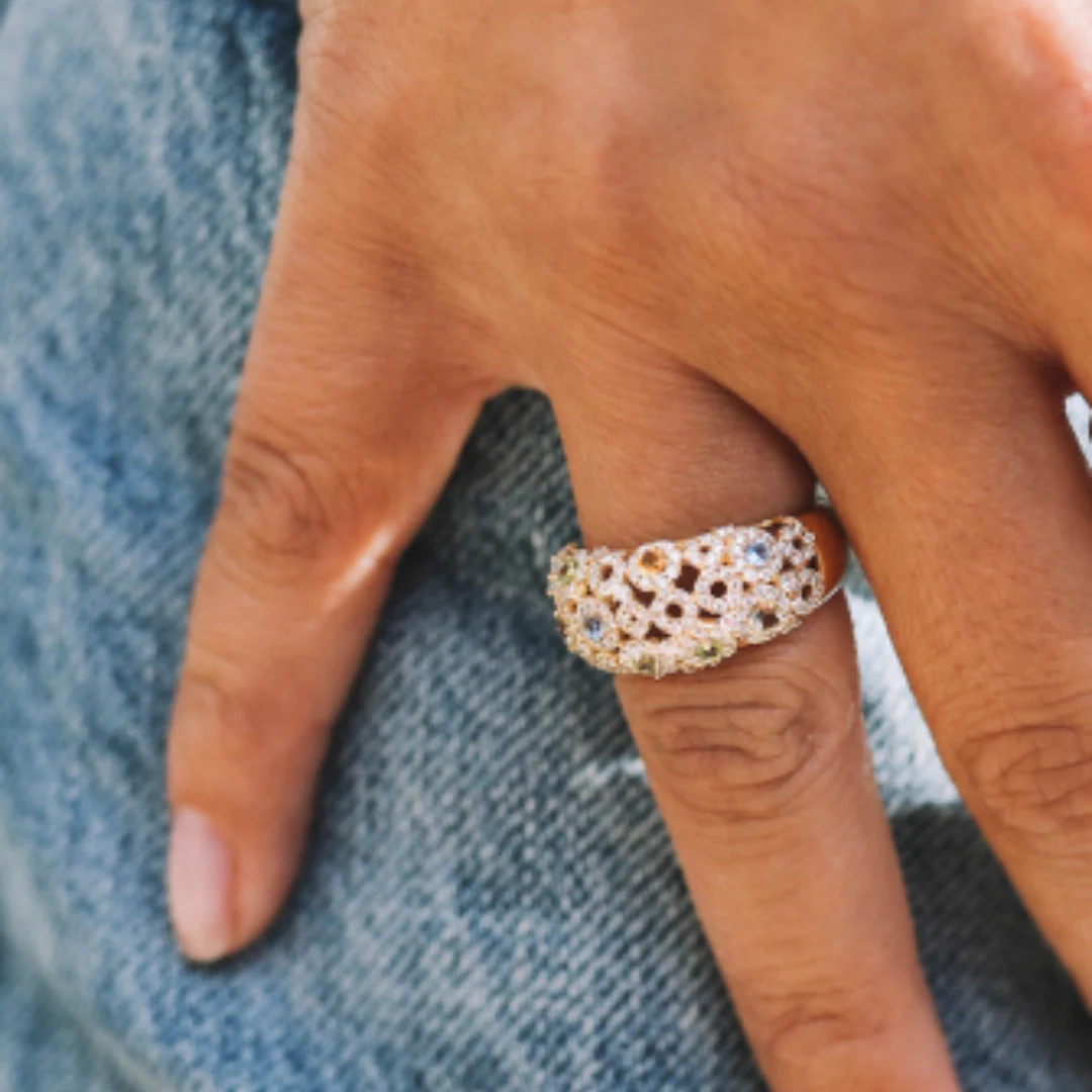 Bubbles Multi-Stone and Diamond Dome Ring - Image 3