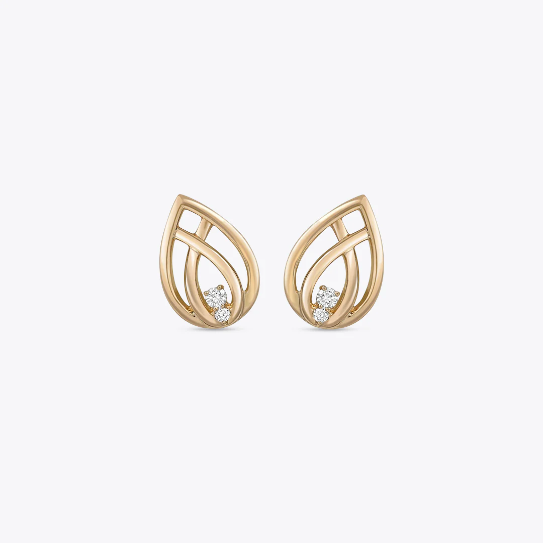 Clip-On Lotus Diamond Stud Earrings