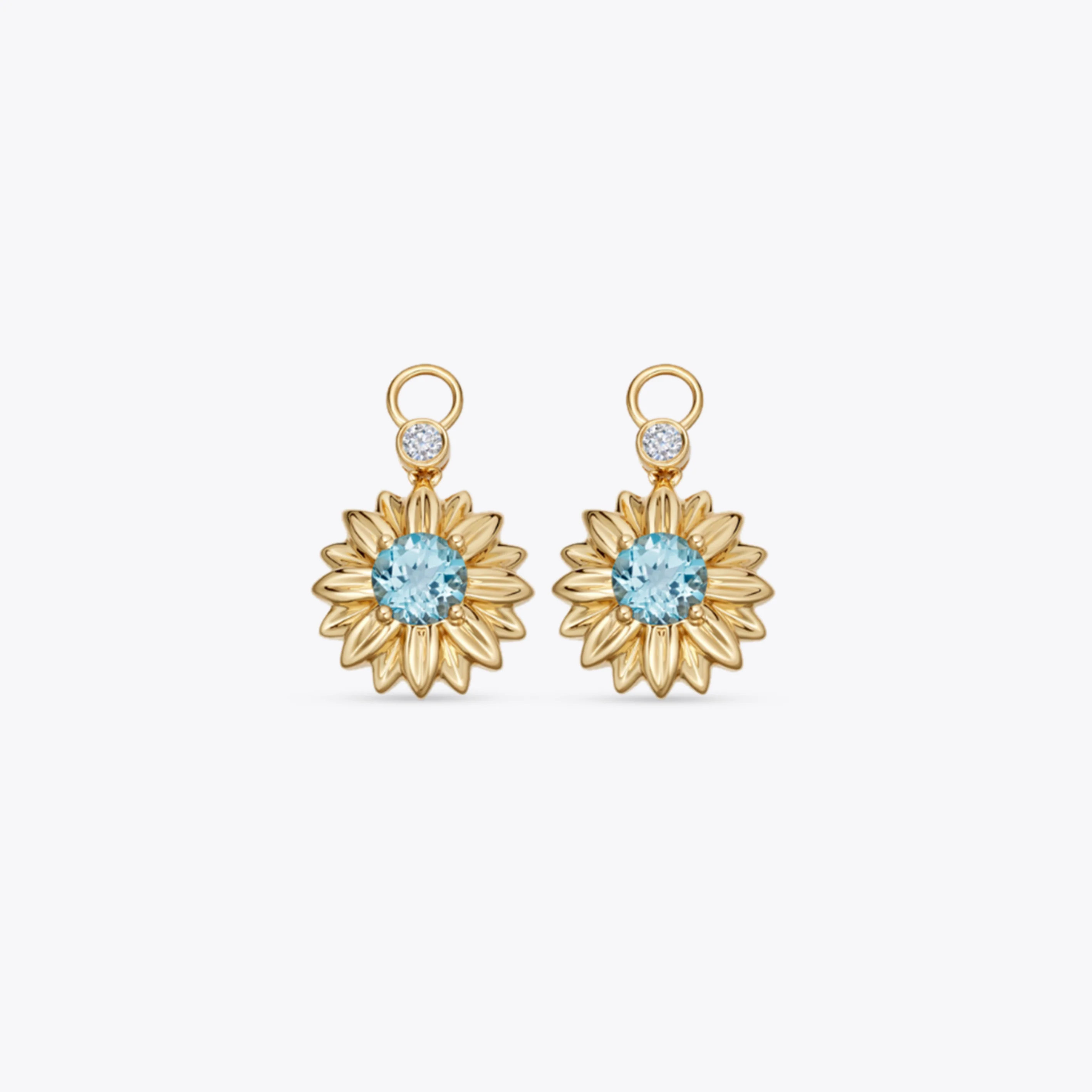 Sunflower Blue Topaz and Diamond Detachable Drops