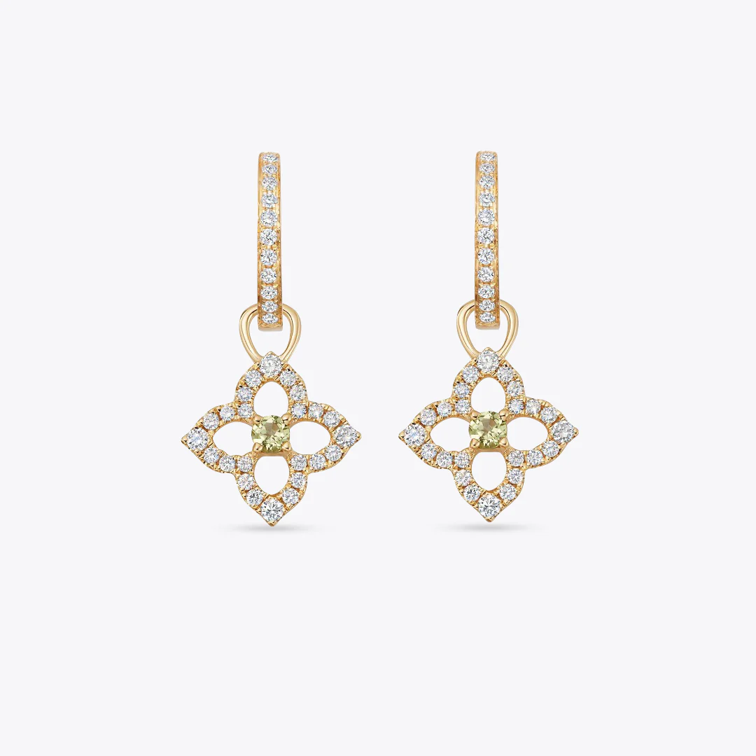 Pointed Petal Diamond and Peridot Detachable Drops - Image 2