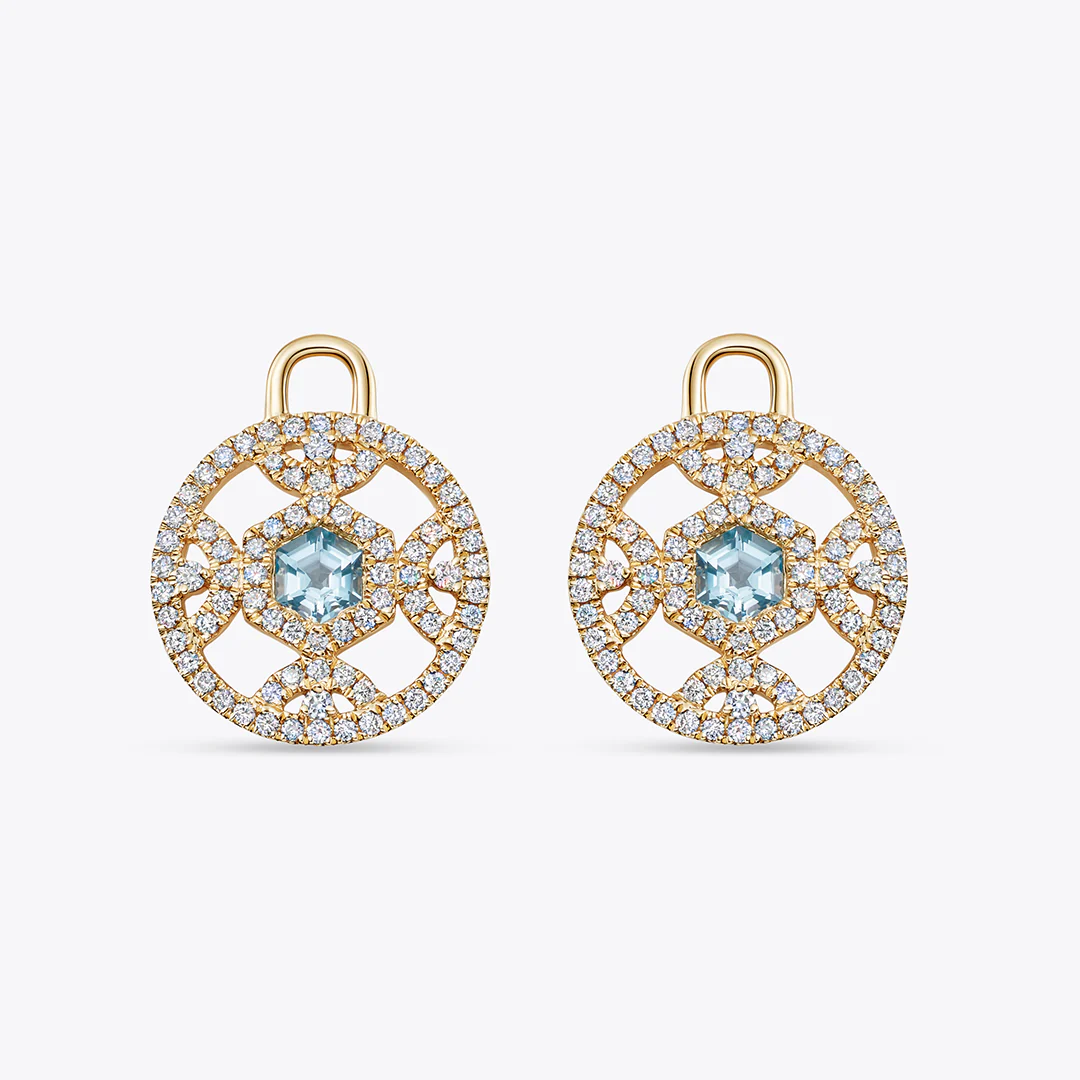 Firefly Hexagon Cut Blue Topaz and Diamond Detachable Drops