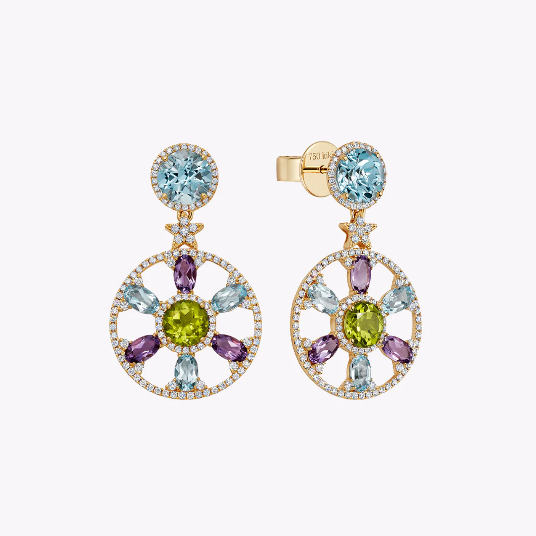 Fireworks Multi Gemstone Round Sparkler Earrings - Image 3