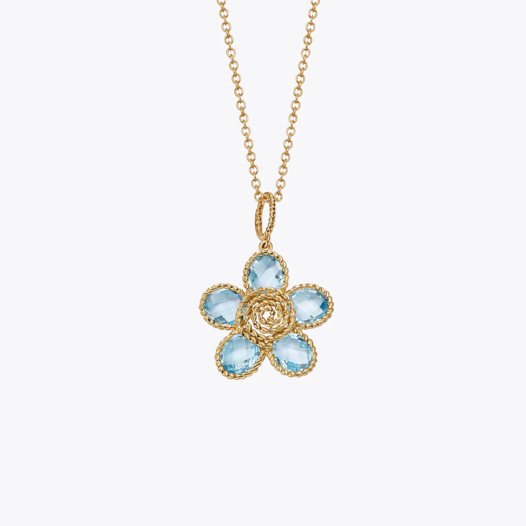Florence Blue Topaz Small Flower Pendant