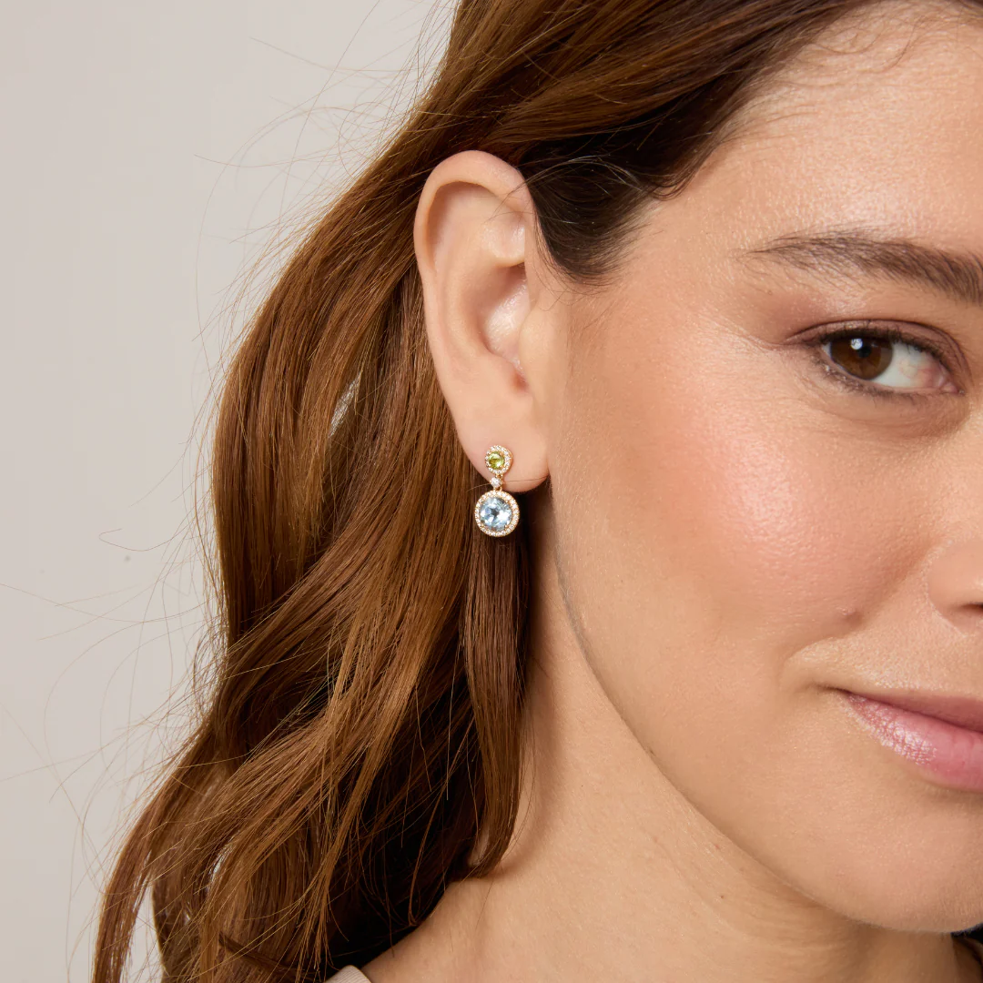 Grace Double Blue Topaz and Peridot Earrings - Image 2