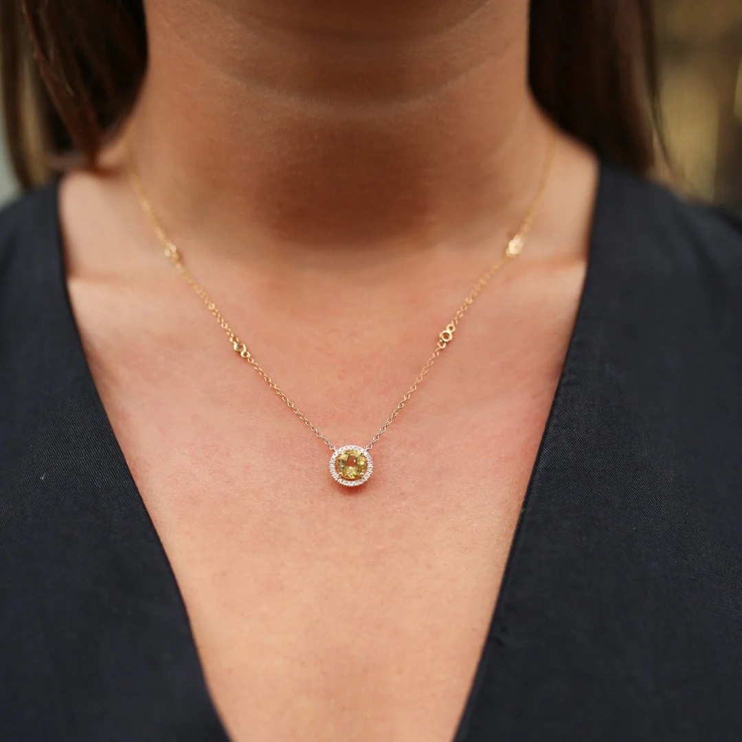 Grace Lemon Quartz and Diamond Necklace - Image 2