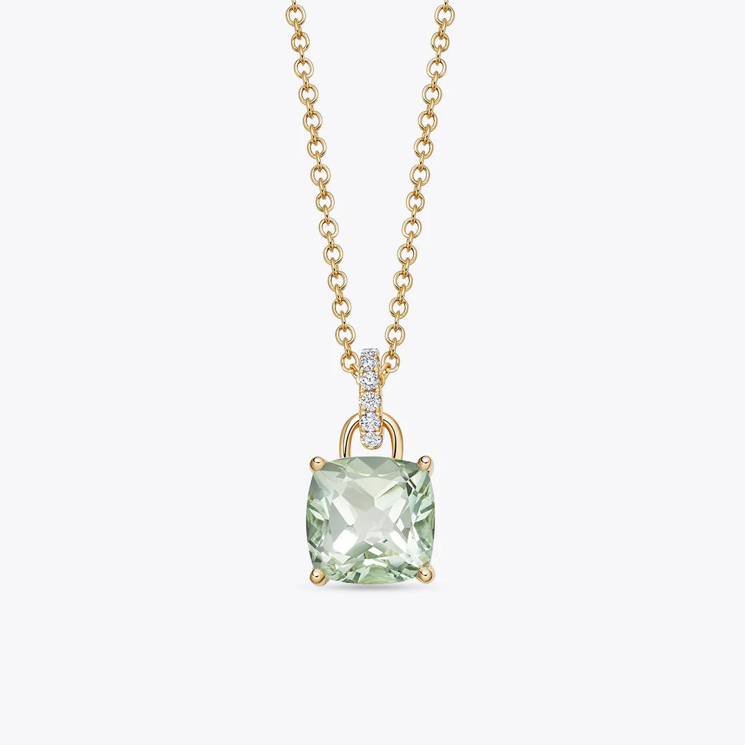 Kiki Cushion Green Amethyst and Diamond Loop Pendant