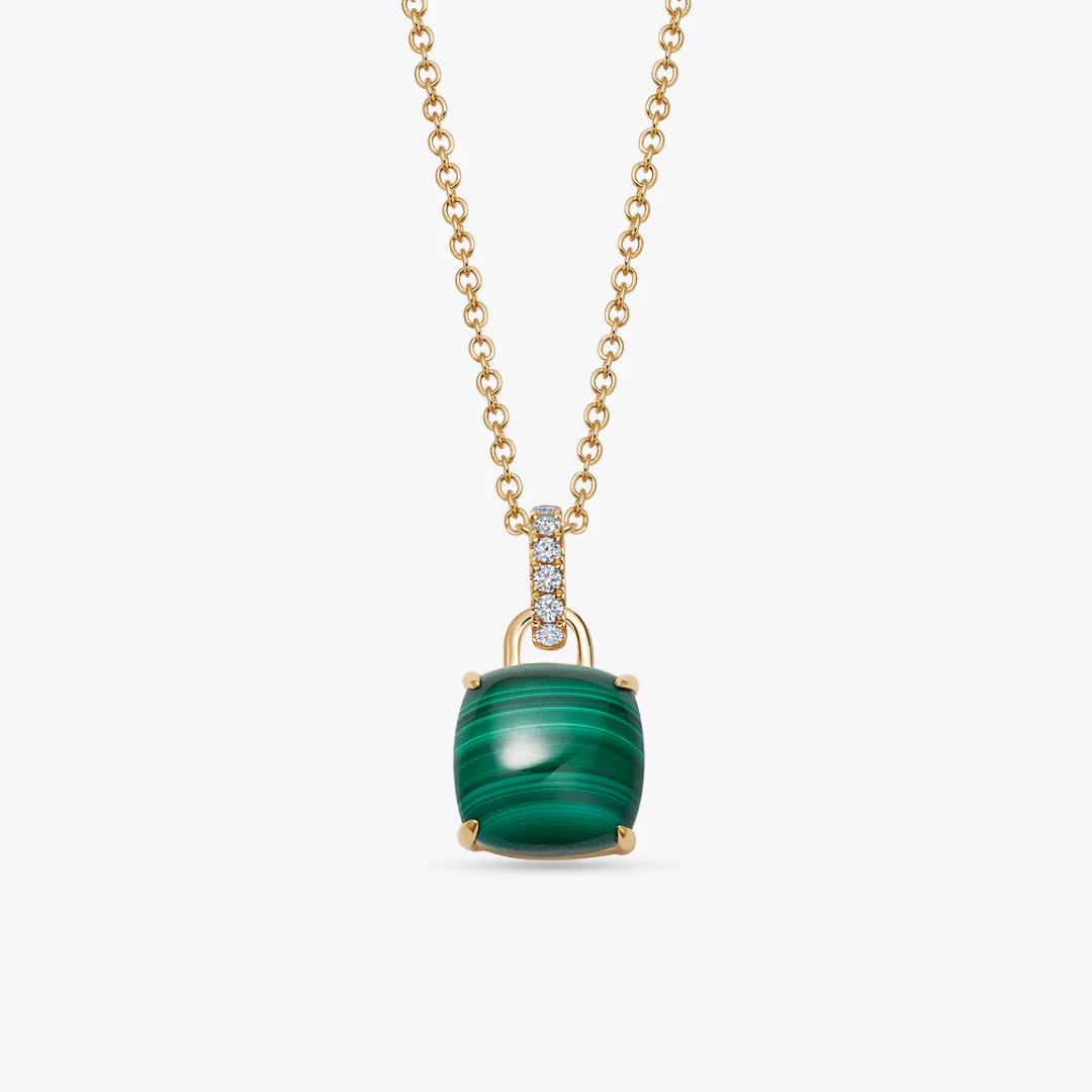 Kiki Cushion Malachite and Diamond Pendant