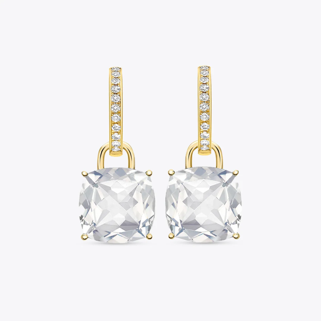Kiki Cushion White Topaz and Diamond Detachable Earrings