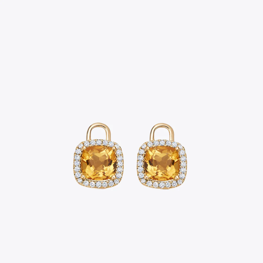 Kiki Cushion Mini Citrine and Diamond Detachable Drops
