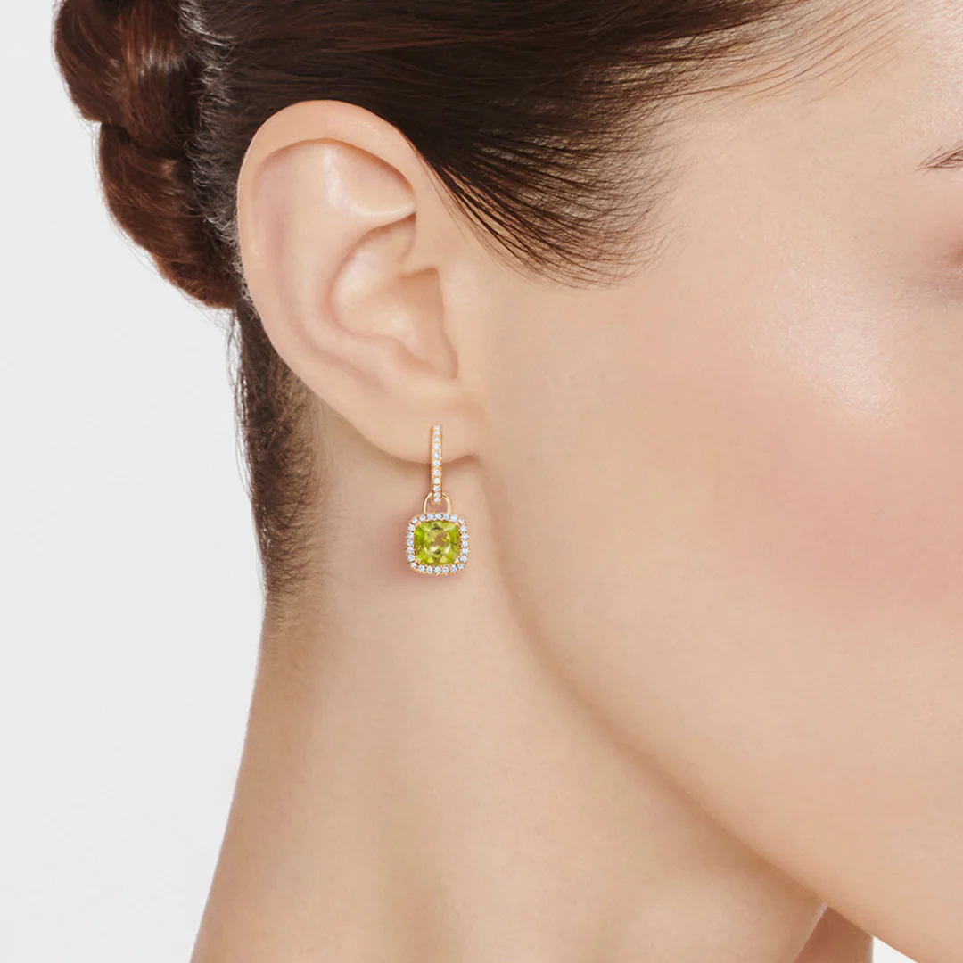 Kiki Cushion Mini Peridot and Diamond Detachable Drops - Image 2