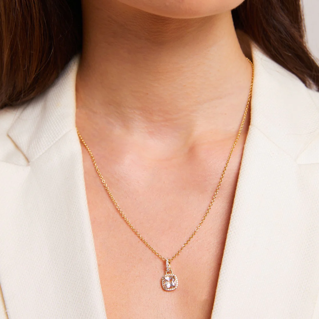 Kiki Cushion Mini White Topaz and Diamond Pendant - Image 2