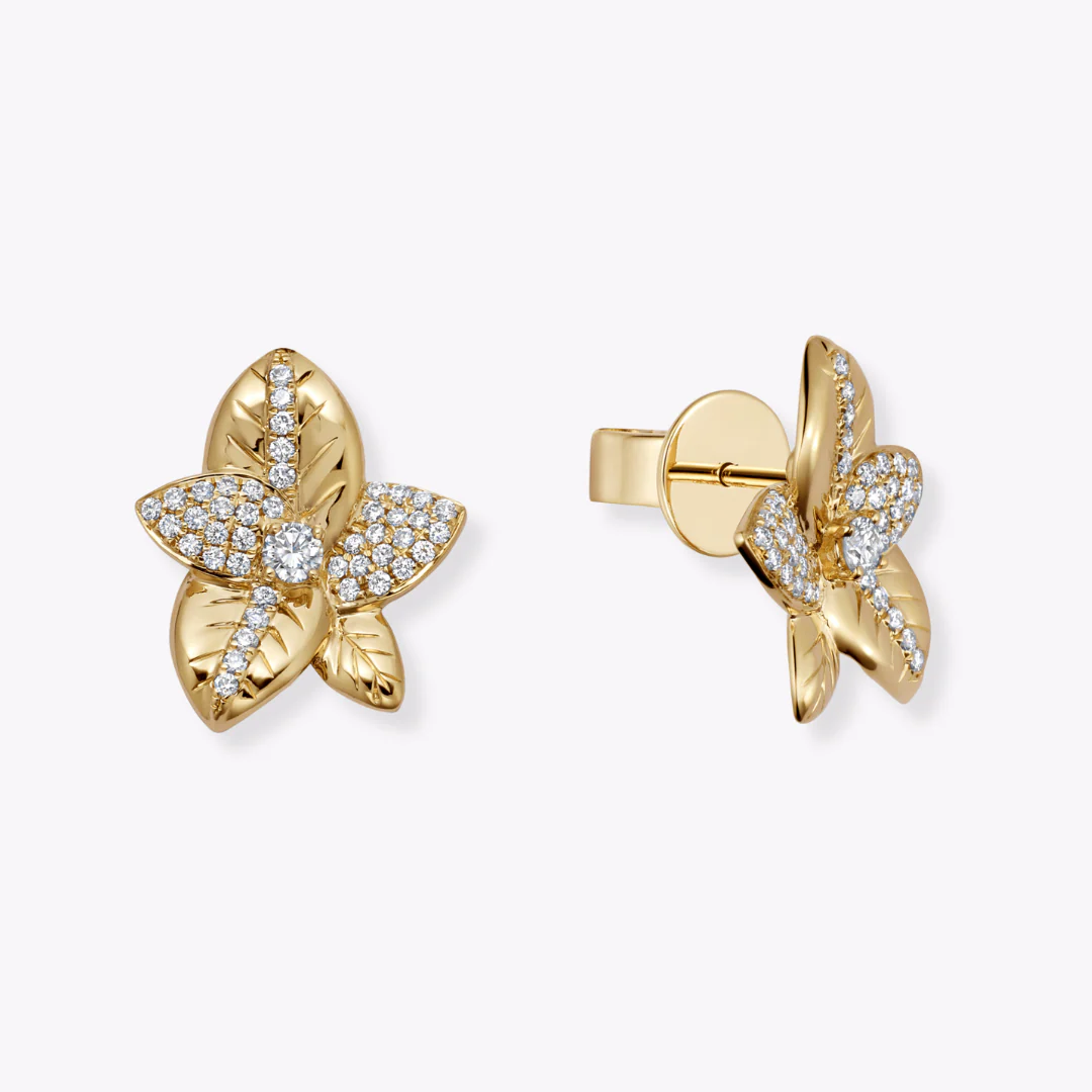 Lauren Diamond Detailing Foliage Earrings - Image 2