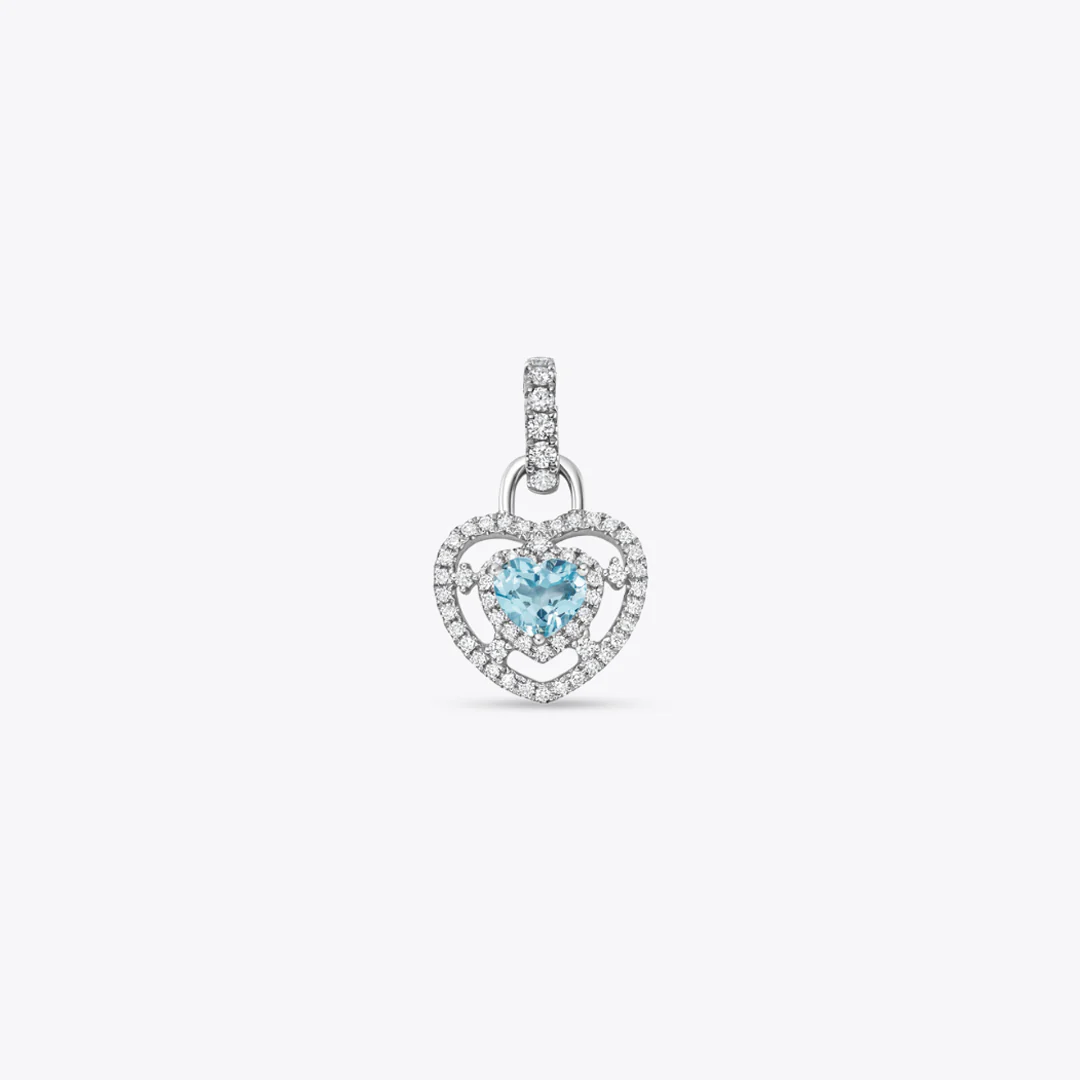 Lovestruck Blue Topaz and Diamond Heart Pendant Only