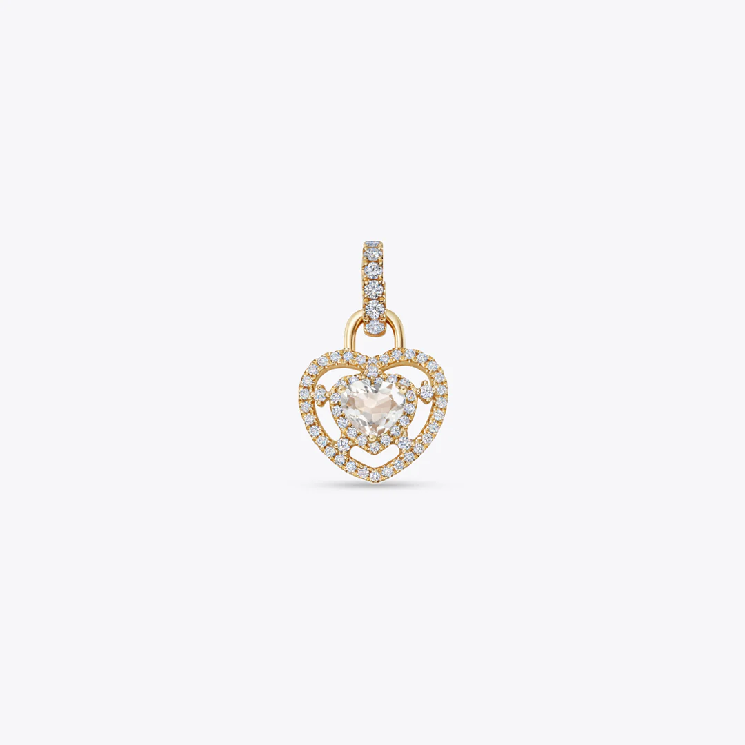 Lovestruck White Topaz and Diamond Heart Pendant Only