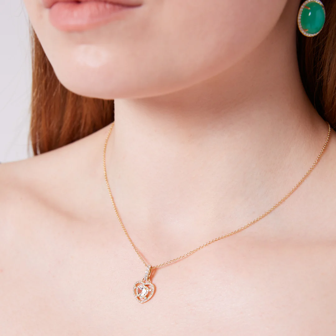 Lovestruck White Topaz and Diamond Heart Pendant Only - Image 3