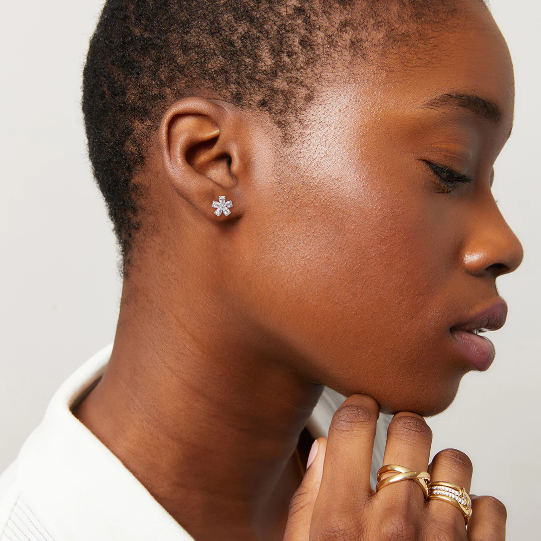 Petals White Topaz Studs - Image 3