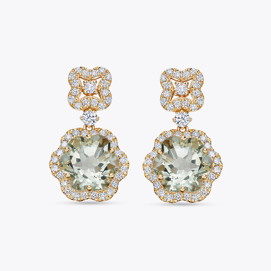 Signatures Flower Green Amethyst and Diamond Top Earrings