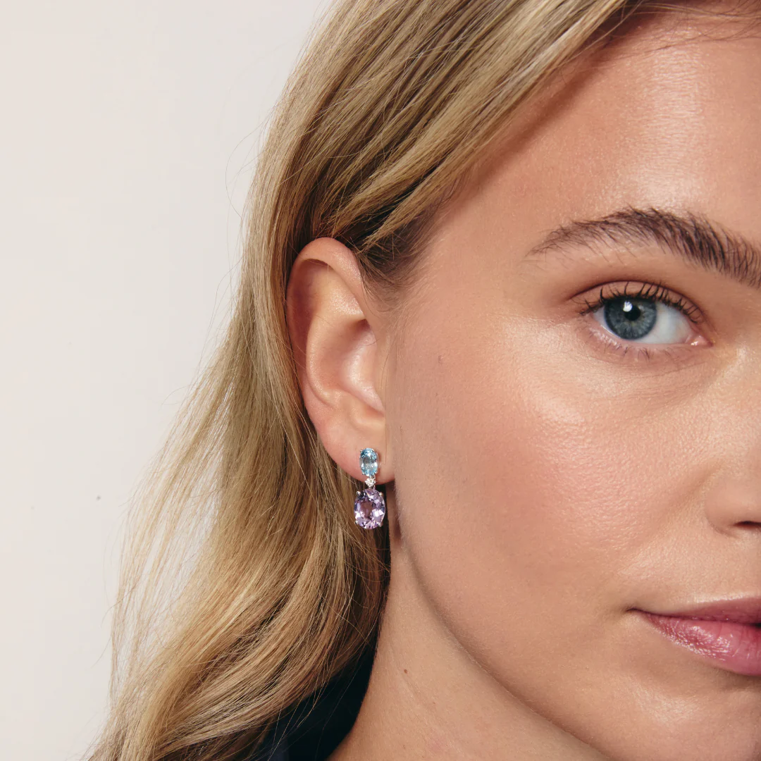 Signatures Lavender Amethyst and Blue Topaz Earrings - Image 2