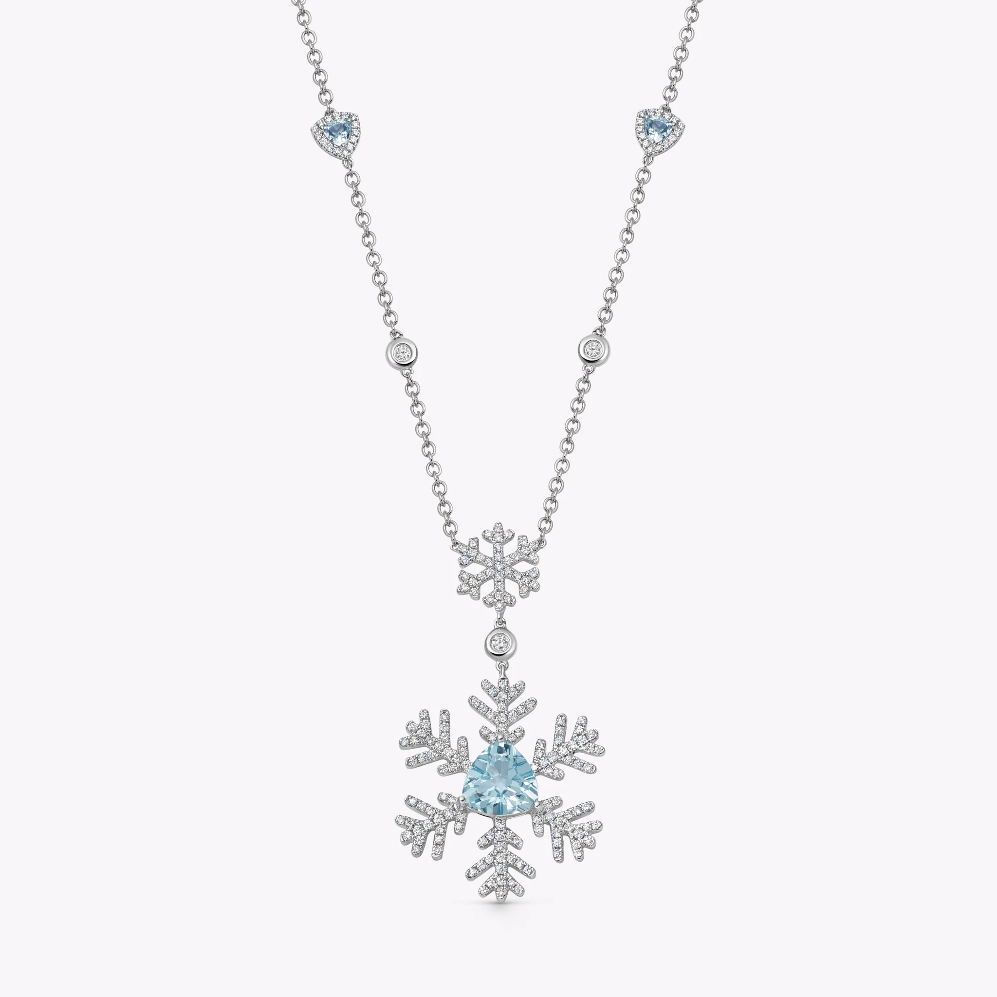 Snowflake Blue Topaz and Diamond Sautoir Necklace