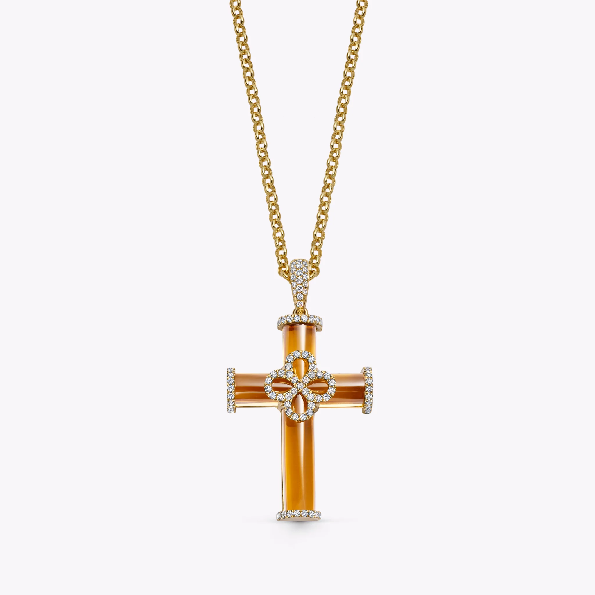 Special Editions Citrine and Diamond Petal Cross Pendant - Image 2