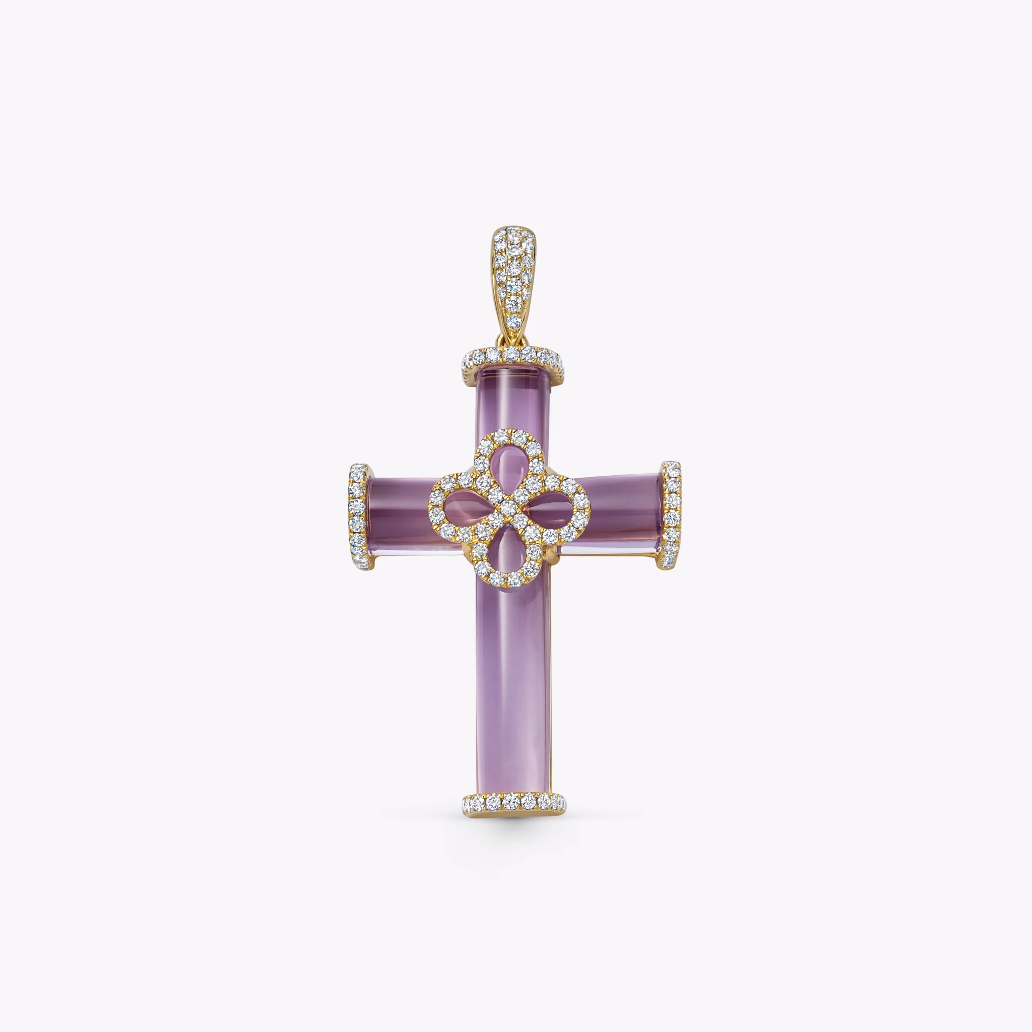 Special Editions Lavender Amethyst and Diamond Petal Cross Pendant
