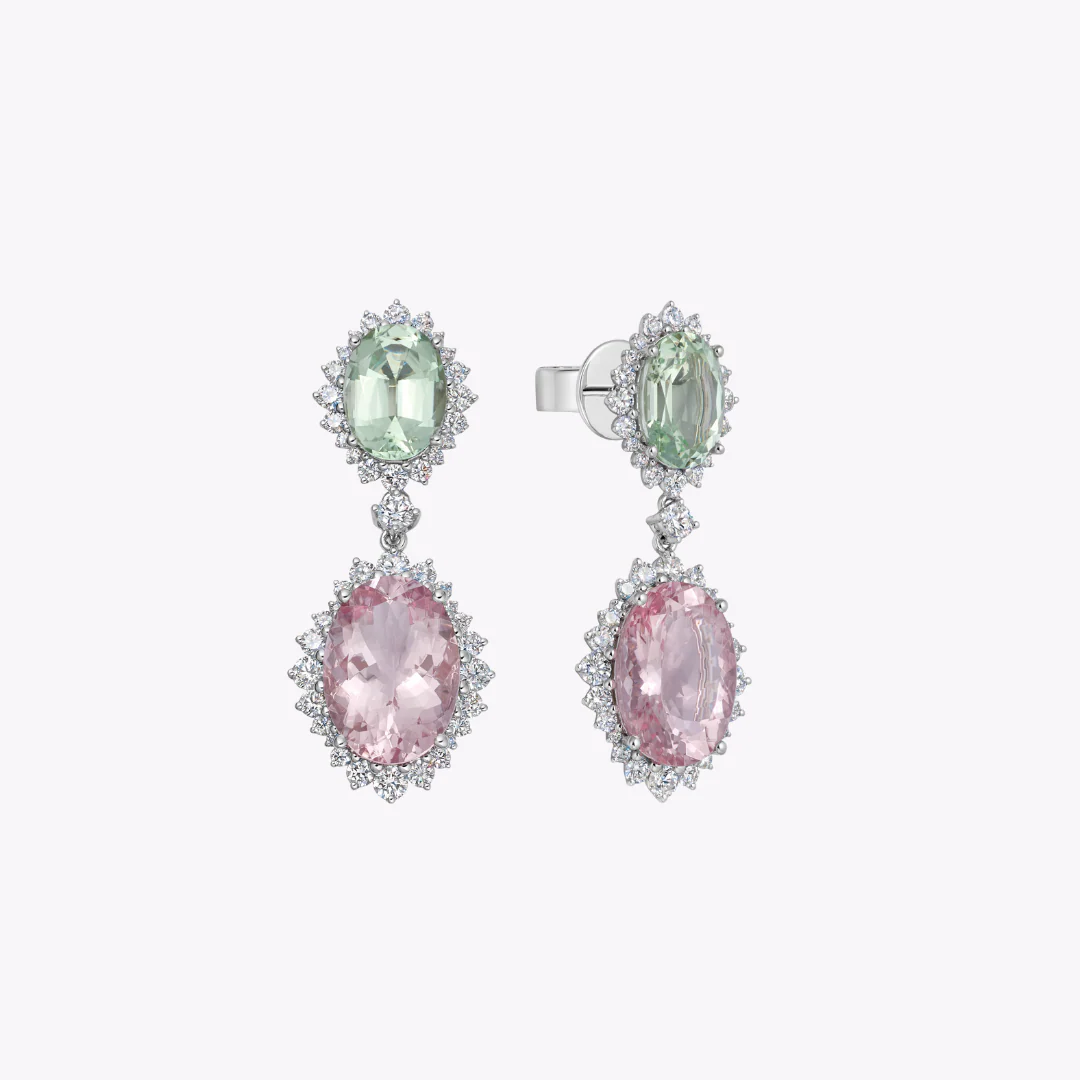 Morganite and Green Tourmaline Earrings - Image 3