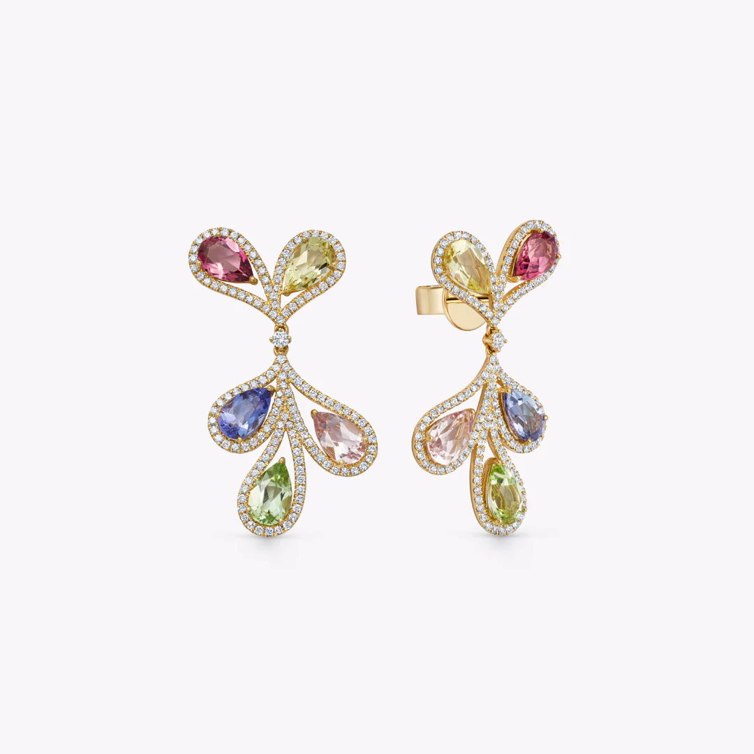 Special Editions Tourmaline, Beryl, Tanzanite and Diamond Bloom Earrings - Image 3