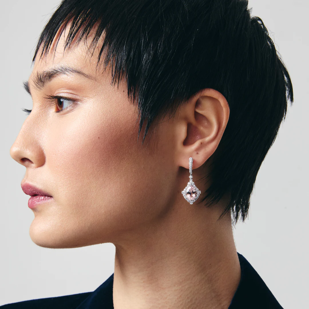 Special Editions Pear Morganite and Diamond Frame Earrings - Image 2