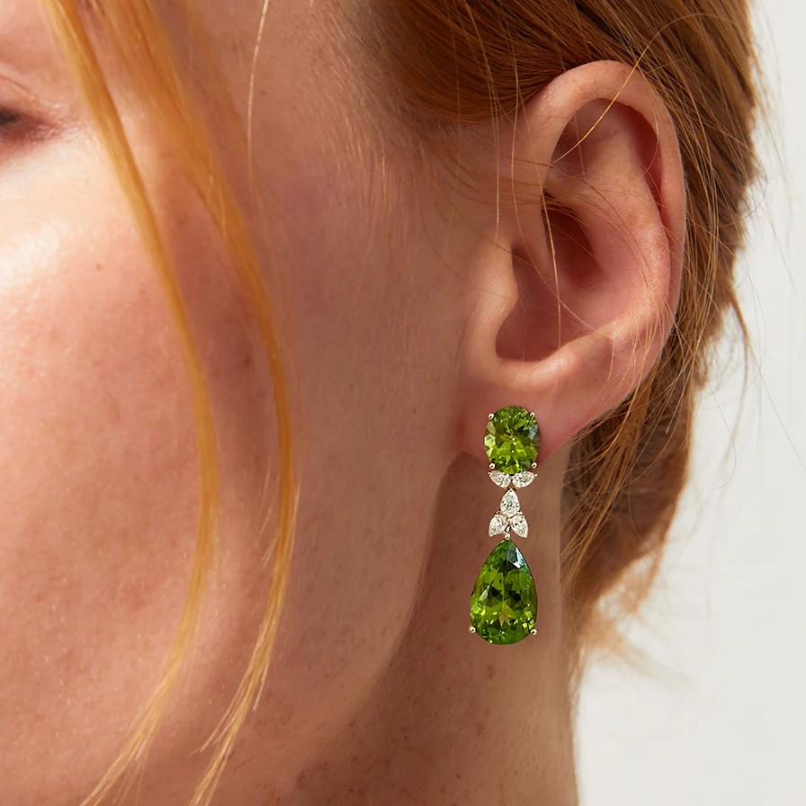 Special Editions Pear Peridot and Diamond Earrings - Image 2