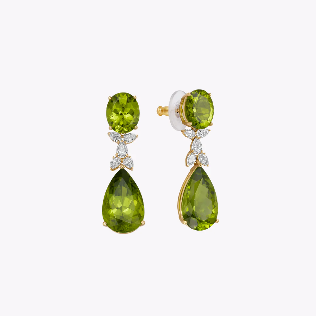 Special Editions Pear Peridot and Diamond Earrings - Image 3