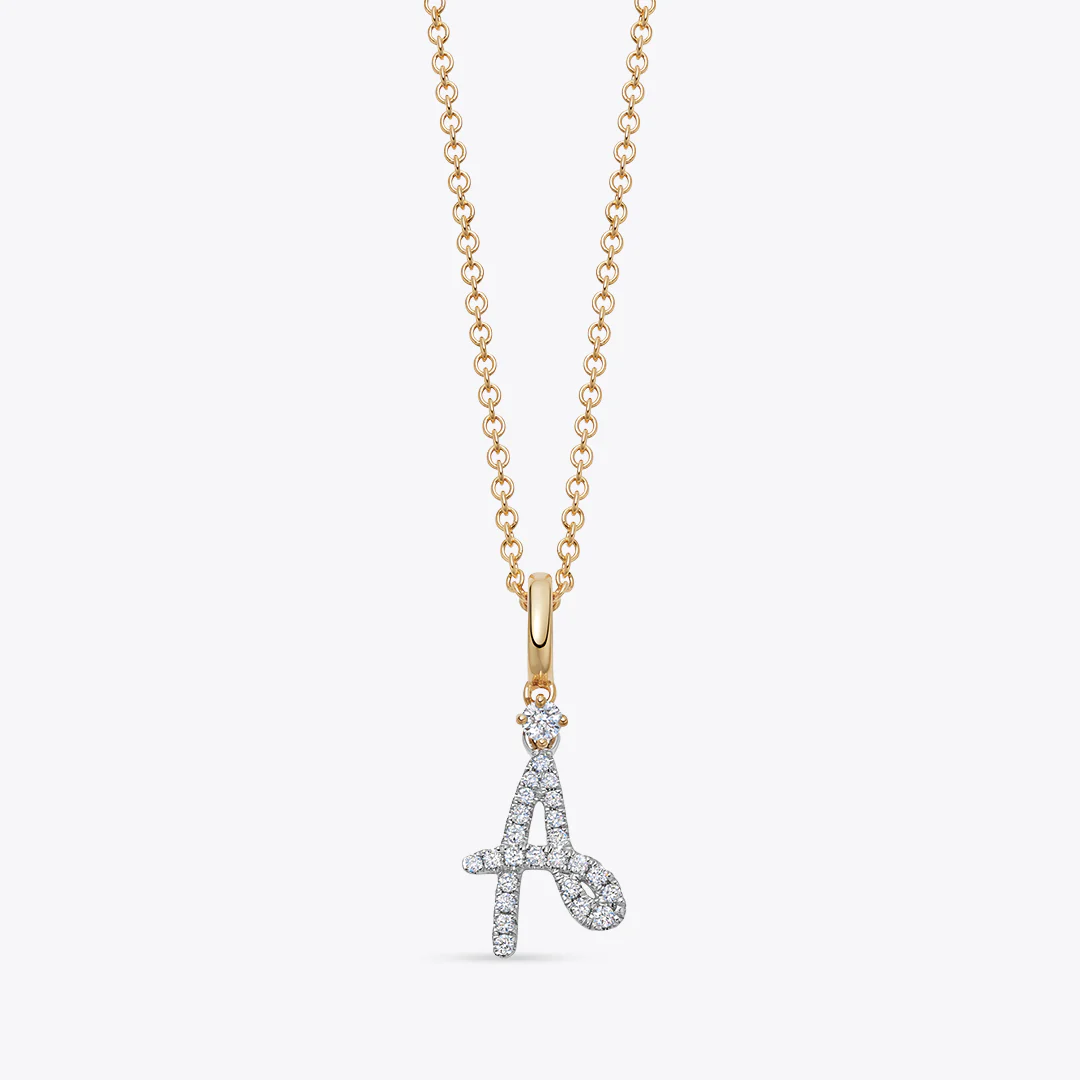 Squiggles "A" Diamond Pendant