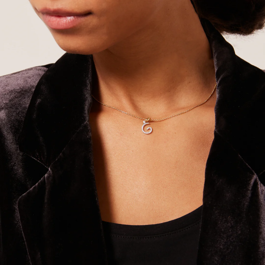 Squiggles "G" Diamond Pendant - Image 2