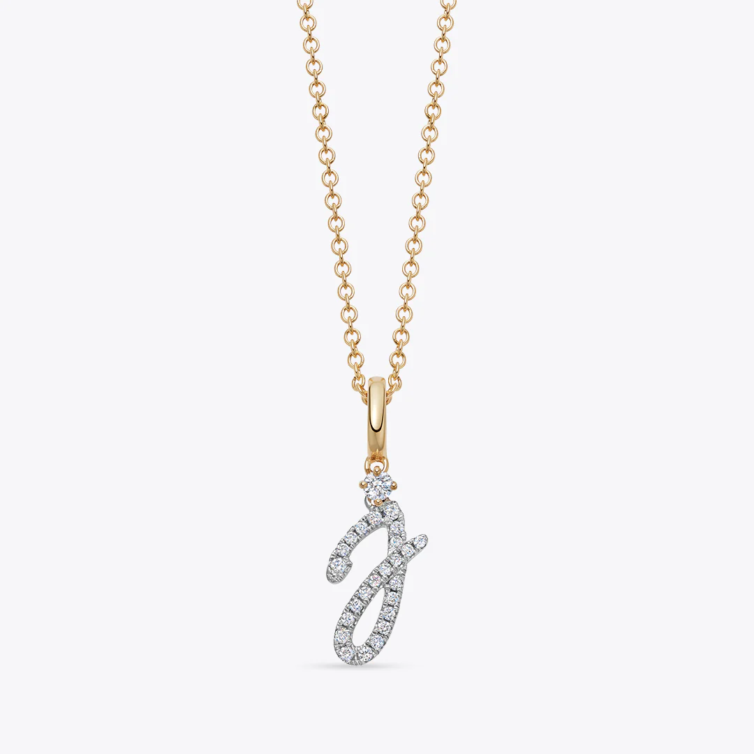 Squiggles "J" Diamond Pendant