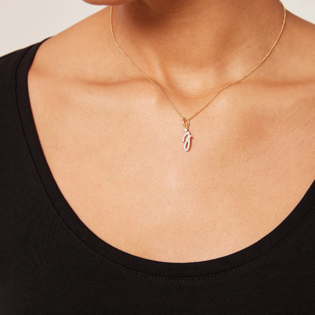 Squiggles "J" Diamond Pendant - Image 2