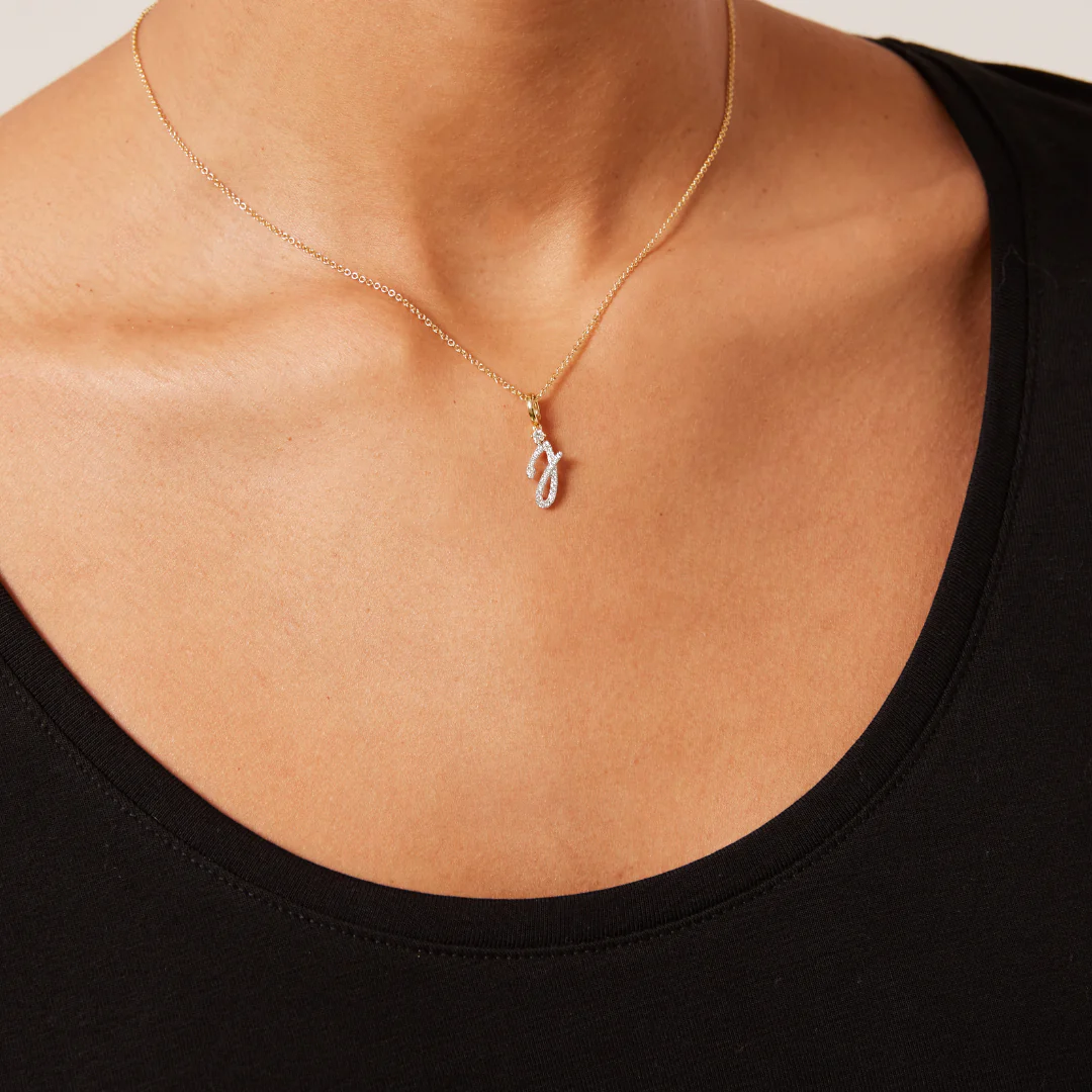 Squiggles "J" Diamond Pendant - Image 3