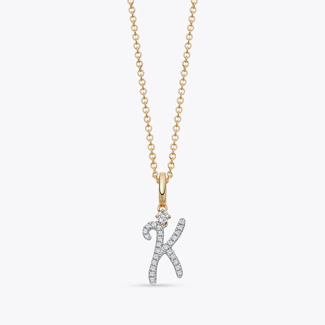 Squiggles "K" Diamond Pendant