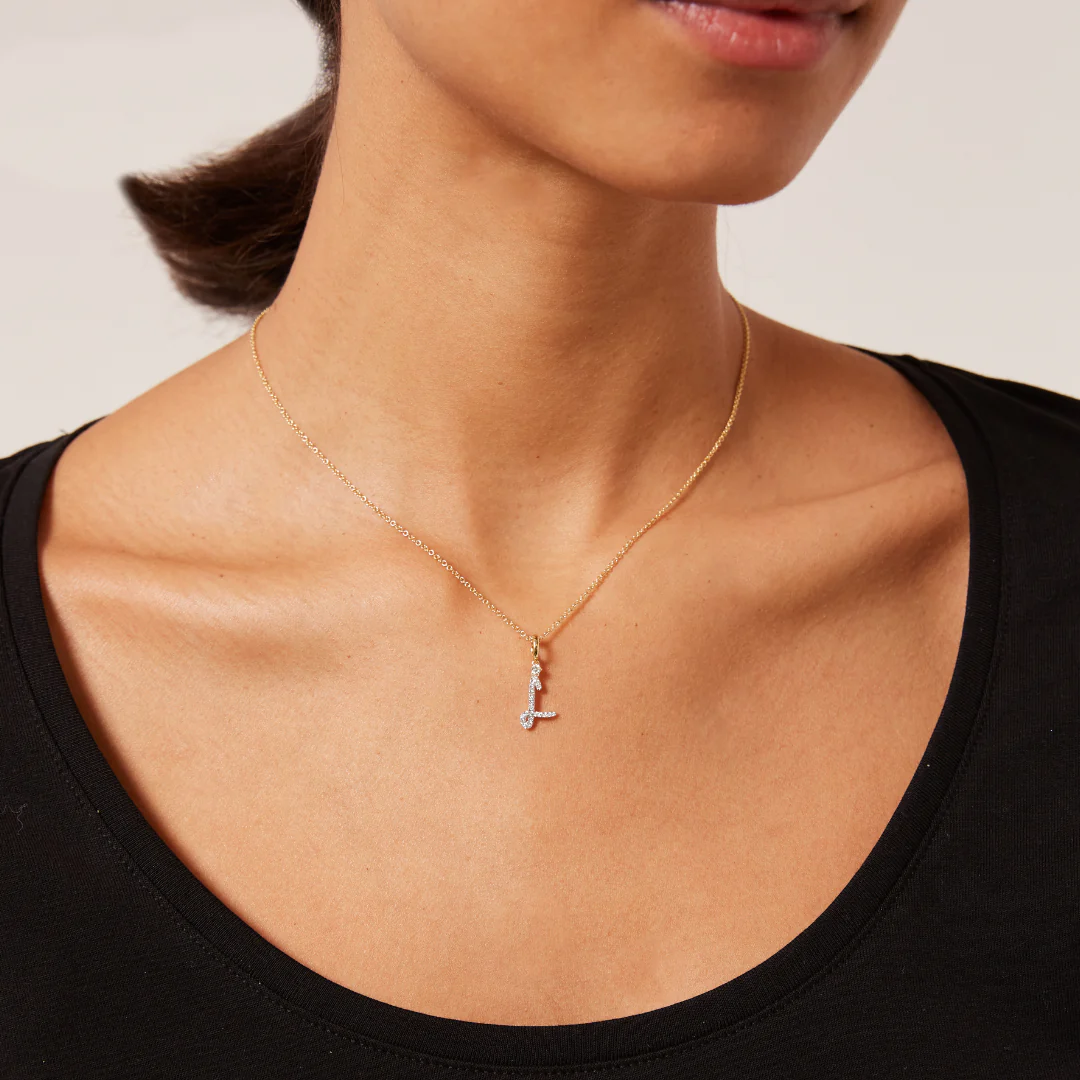 Squiggles "L" Diamond Pendant - Image 2