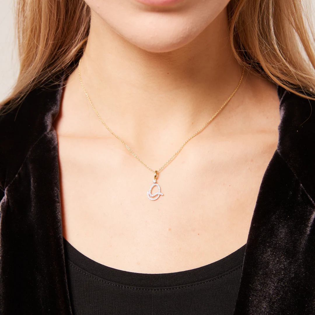 Squiggles "Q" Diamond Pendant - Image 2